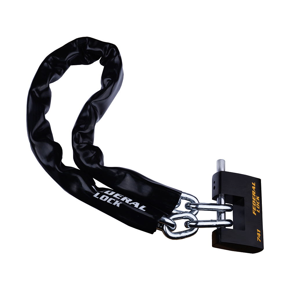 Extra High Security Rectangular Padlock with Chain